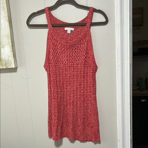 New York & Company Red Knit Tank Top